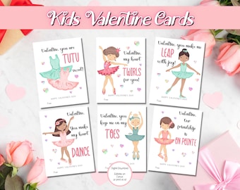 EDITABLE Printable Ballet Valentine Cards, Classroom Valentines Day Cards, Kids Valentines, Valentine cards for kids classroom, Dance