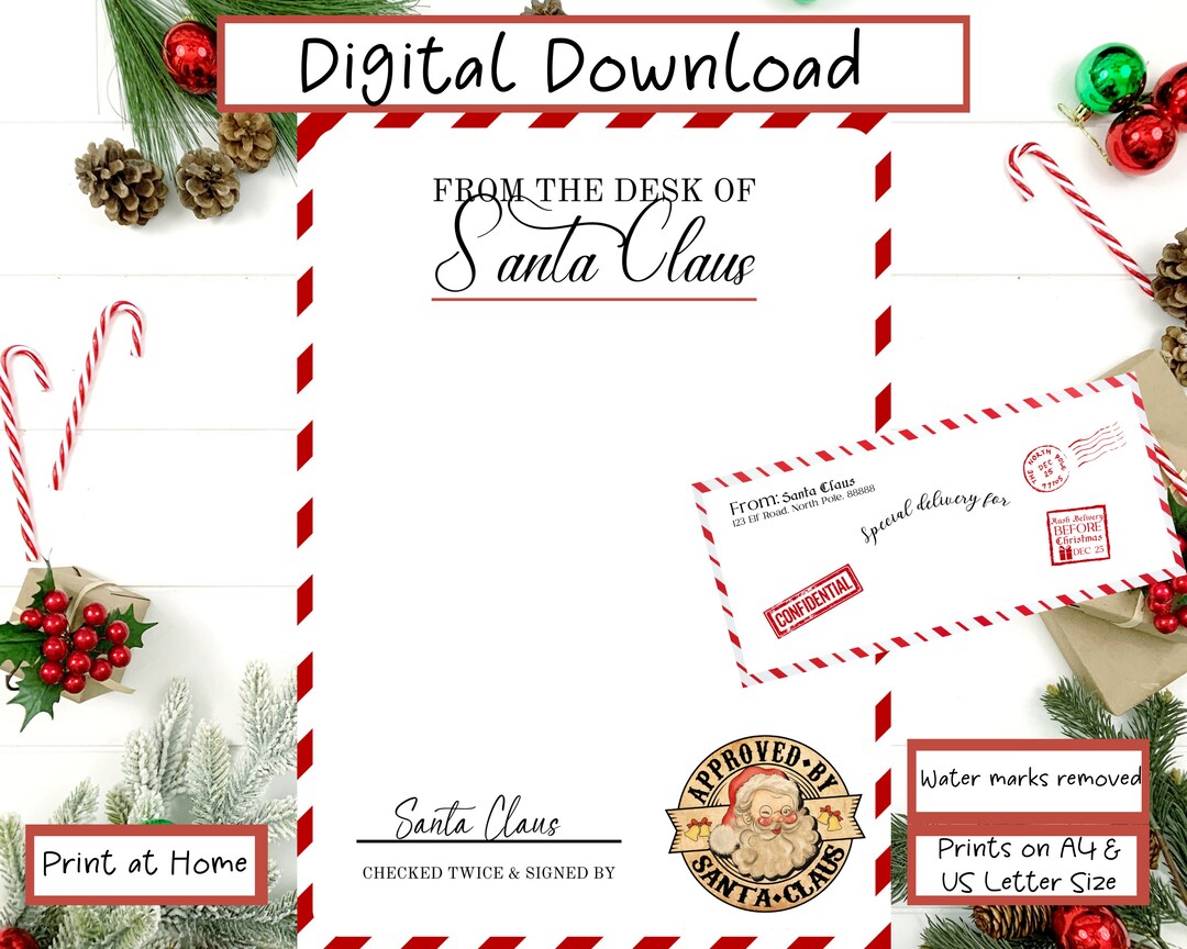 Letter From Santa Printable Santa Stationary Official Santa - Etsy