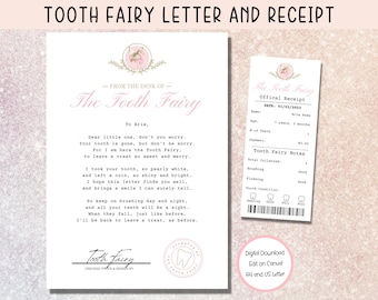 EDITABLE Tooth Fairy Letter, Tooth Fairy Receipt, Tooth Fairy Note, First Tooth Certificate, Letter from Tooth Fairy, Fairy Certificate