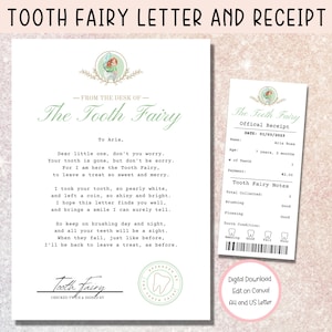 EDITABLE Tooth Fairy Letter, Tooth Fairy Receipt, Tooth Fairy Note, First Tooth Certificate, Letter from Tooth Fairy, Fairy Certificate