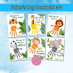 Father's Day Printable, Jungle Handprint Art Bundle, Fathers Day Gift, Fathers Day Handprint Art, Activity Page, Daddy Craft Activity