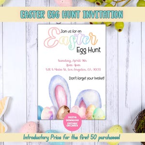EDITABLE Easter Egg Hunt Invitation, Easter Party Invite, Easter Egg Hunt Party, Easter Invite, Easter Template, Easter Scavenger Hunt image 1