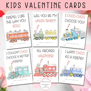 EDITABLE Printable Train Valentine Cards, Classroom Valentines Day Card, Kids Valentines, Boys Valentine, Valentine cards for kids classroom