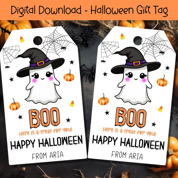 Halloween Gift Tag, Halloween Favor Tag, Trick or Treat Favor Tag, Halloween Treat Tags, Trick or Treat Bag Tag, Halloween Party, Editable