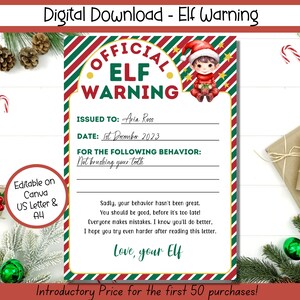 EDITABLE Elf Warning Letter, Elf Behaviour Letter, Elf Naughty Letter ...