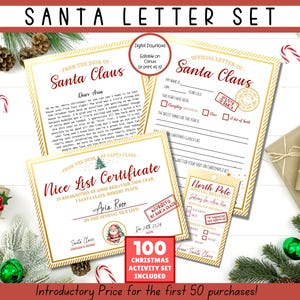 EDITIERBARER Brief von Santa, Printable Santa Stationary, Nordpolpost, Nettes-Listen-Zertifikat, Santa-Brief, offizieller Schreibtisch von Santa