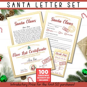 Carta de Papá Noel EDITABLE, Papelería de Papá Noel Imprimible, Correo del Polo Norte, Certificado de Lista de Buenos Amigos, Carta de Papá Noel, Escritorio Oficial de Papá Noel
