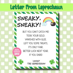 Editable Leprechaun Letter, St. Patrick's Day Printable, Leprechaun Note (Digital Download)