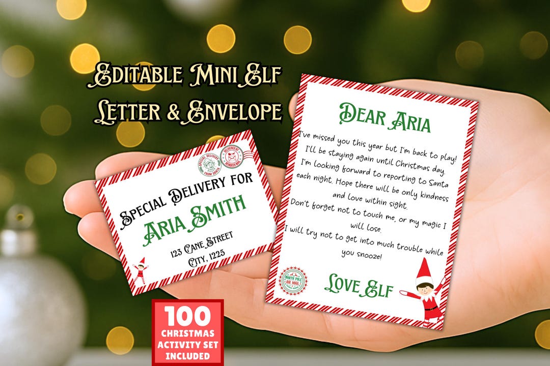 EDITABLE Mini Elf Letter and Envelope Template, Elf Arrival Letter, Elf ...