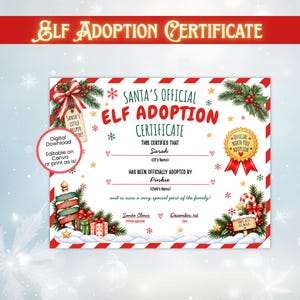 REDIGERBART älvadoptionsintyg, brev från din älva, älvankomstbrev, älvcertifikat, julälvkit, älvrekvisita älvbrev