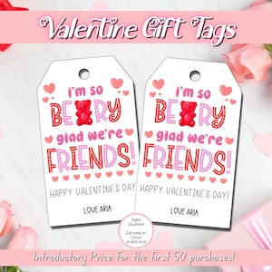 EDITABLE Gummy Bear Valentine Gift Tags, Printable Kids Valentine Tags, Classroom Valentines Gift Tags, Printable Valentines, Preschool