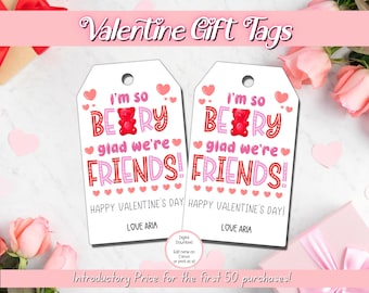 EDITABLE Gummy Bear Valentine Gift Tags, Printable Kids Valentine Tags, Classroom Valentines Gift Tags, Printable Valentines, Preschool