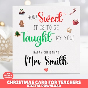 Tarjeta de Navidad para profesor/a EDITABLE, Tarjeta de Navidad personalizada para profesor/a, Tarjeta de Navidad para profesor/a, Regalo de Navidad para profesor/a, Navidad para profesor/a