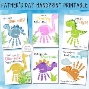 Vatertag druckbares, Dinosaurier-Handabdruck-Kunst-Bundle, Vatertagsgeschenk, Vatertags-Handabdruck-Kunst, Aktivitätsseite, Papa-Handwerk-Aktivität