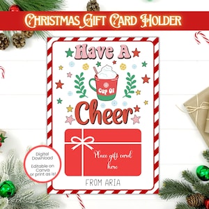 EDITABLE Printable Christmas Gift Card Holder, Teacher Christmas Card, Teacher Gift Card Christmas, Teacher Christmas Gift, Coffee Gift Card