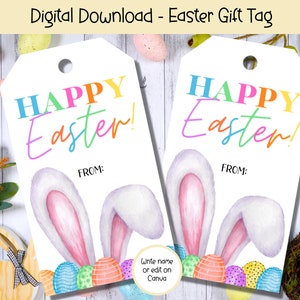 Rainbow Easter Gift Tags, Easter Printable, Kids Easter Basket, Printable Easter Basket Tags,  Printable Treat Bag Tag, Basket Tag for Easer