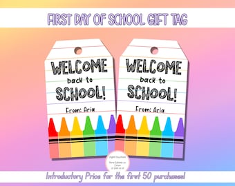Etiqueta de presente escolar editável, etiqueta de presente de volta às aulas, etiquetas de agradecimento para professores, etiqueta de boas-vindas de volta às aulas para imprimir, pré-escola