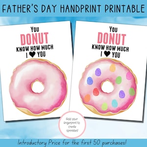 Fête des pères imprimable, art des empreintes digitales de beignet, cadeau fête des pères, art de l'empreinte de la main fête des pères, page d'activités, activité manuelle pour papa
