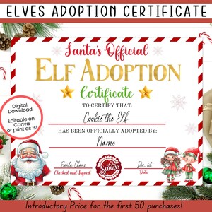 EDITABLE Elf Adoption Certificate, Multiple Elves, Letter from your Elf, Elf Arrival Letter,  Elf Nice Certificate, Elf Kit,  Elf Letter