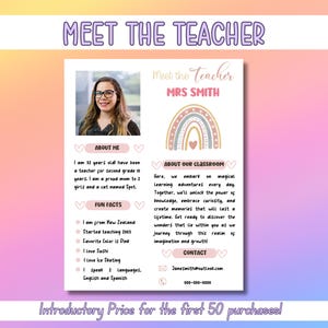 EDITABLE Boho Meet The Teacher Template, Back To School Letter, Teacher Intro, Teacher Introduction, Teacher Newsletter, About Teacher