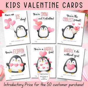 EDITABLE Penguin Valentine Cards, Classroom Valentines Day Cards, Kids Valentines, Girls Valentine, Valentine cards for kids classroom
