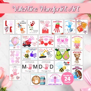 Lot d'oeuvres d'art empreintes de main pour la Saint-Valentin, travaux manuels de la Saint-Valentin, activités pour la Saint-Valentin, oeuvre d'art de l'empreinte de main pour enfants, oeuvre d'art pour la Saint-Valentin pour enfants, oeuvre d'art d'empreintes de main pour enfants