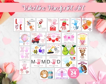 Valentine's Handprint Art Bundle, Valentine's Craft, Valentine's Activities, Handprint Art, Kids Valentine's Art Bundle, Kids Handprint Art