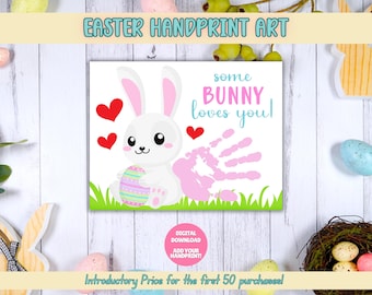 Easter Handprint Art, Preschool Easter Craft, Handprint Art, DIY Easter Craft, Easter Printable, Easter Kids Activity, Easter Keepsake Art