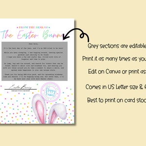 EDITABLE Letter From Easter Bunny, Colorful Printable Easter Letter, Easter Printable, Official Letter from The Desk of the Easter Bunny zdjęcie 2