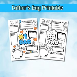 Father's Day Printable, All About My Dad, Fathers Day Gift, Card for Dad, Activity Page, Fathers Questionnaire, Fathers Day Activity image 1