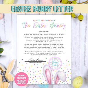 EDITABLE Letter From Easter Bunny, Colorful Printable Easter Letter, Easter Printable, Official Letter from The Desk of the Easter Bunny