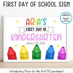 EDITIERBARE Erster Schultag Schild, Back To Schulzertifikat, Erster Schultag Poster, Erster Schultag druckbar, Back To Schulschild