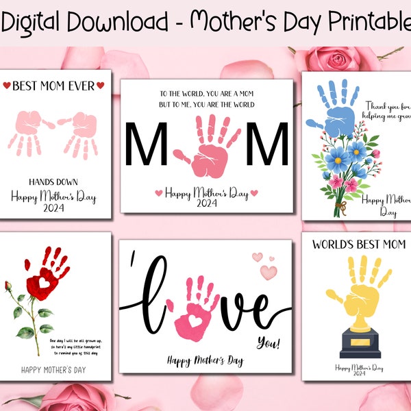 Mother's Day Printable Bundle, Mother's Day Handprint Art Mothers Day Gift, Mommy Handprint Art, Activity Page, Mothers Day Craft Activity