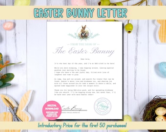 EDITABLE Letter From Easter Bunny, Purple Printable Easter Bunny Letter, Easter Printable, Official Letter from The Desk of the Easter Bunny