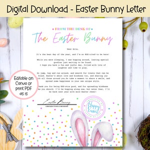 EDITABLE Letter From Easter Bunny, Colorful Printable Easter Letter, Easter Printable, Official Letter from The Desk of the Easter Bunny zdjęcie 1