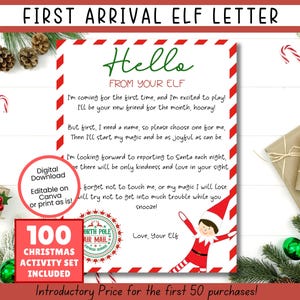 EDITABLE Elf Arrival Letter, First time Elf Arrival Letter, Elf Welcome Letter, Elf Visiting,  Elf Printable, Elf Letter, Elf Kit Printable
