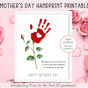Imprimible para el Día de la Madre, Arte con huellas de manos para el Día de la Madre, Regalo para el Día de la Madre, Arte con huellas de manos de mamá, Página de actividades, Actividad de manualidades para el Día de la Madre