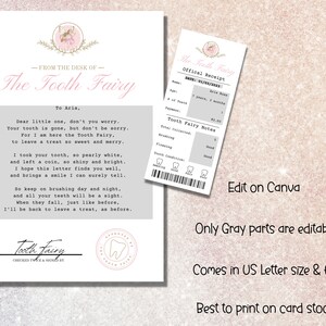 May include: A printable pink and white tooth fairy receipt template with a cute illustration of a tooth fairy. The template includes a space for the child's name, age, date, and tooth fairy notes. The text on the template reads "The Tooth Fairy Official Receipt".