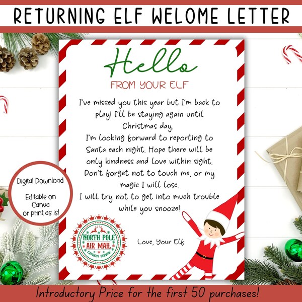 Elf I M Back Letter Printable - Etsy
