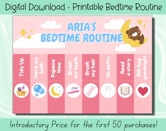 Bedtime Routine Printable, Kids Bedtime Routine, Kids Printable, Get Ready For Bed, Toddler Bedtime Checklist, Routine Chart, Daily Routine