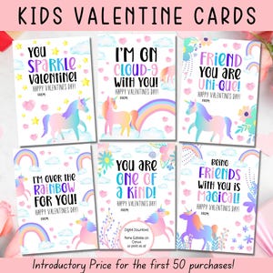 EDITABLE Printable Unicorn Valentine Card, Classroom Valentines Day Card, Kids Valentine, Girl Valentine, Valentine cards for kids classroom
