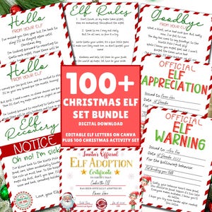 EDITABLE Elf Letter Set,  Elf Welcome Letter, Elf Goodbye Letter, Elf Rules, Elf Warning, Elf Adoption, Elf Printable, Elf Accessories