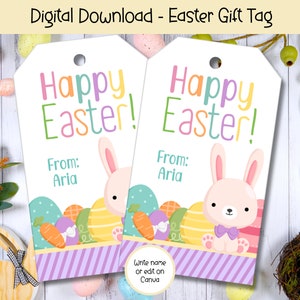EDITABLE Easter Gift Tags, Easter Printables, Kids Easter Basket, Printable Easter Tags,  Printable Treat Bag Tag, Basket Tag for Easer
