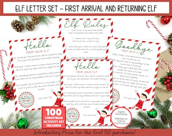 EDITABLE Elf Letter Set,  Elf Welcome Letter, Elf Arrival Letter, Elf Letter, Elf Rules, Elf Printable, Elf Accessories, Elf Props, Set of 4