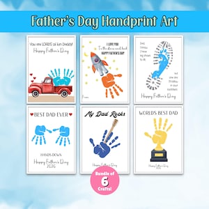 Father's Day Printable, Fathers Day Art Bundle, Fathers Day Gift, Fathers Day Handprint Art, Activity Page, Daddy Craft Activity image 1