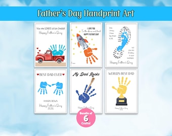 Imprimible para el Día del Padre, Paquete de Arte para el Día del Padre, Regalo para el Día del Padre, Arte con Huellas de Mano para el Día del Padre, Página de Actividades, Manualidades para Papá