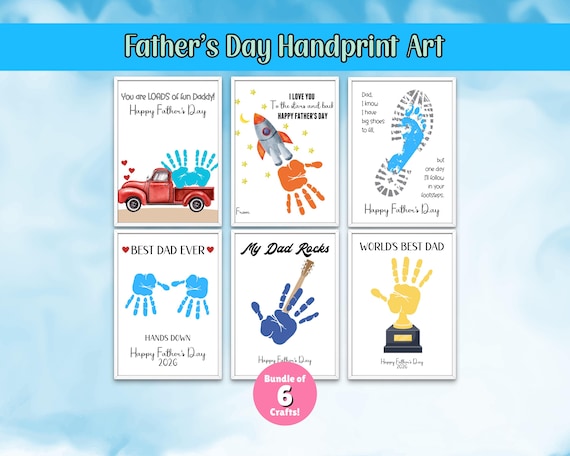 Father's Day Printable, Fathers Day Art Bundle, Fathers Day Gift, Fathers Day Handprint Art, Activity Page, Daddy Craft Activity