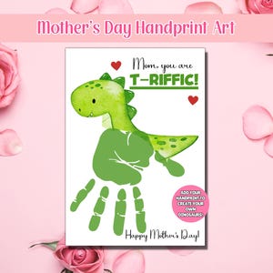 Mother's Day Printable, Dinosaur Handprint Art, Mothers Day Gift, Mothers Day Handprint Art, Activity Page, Mommy Craft Activity
