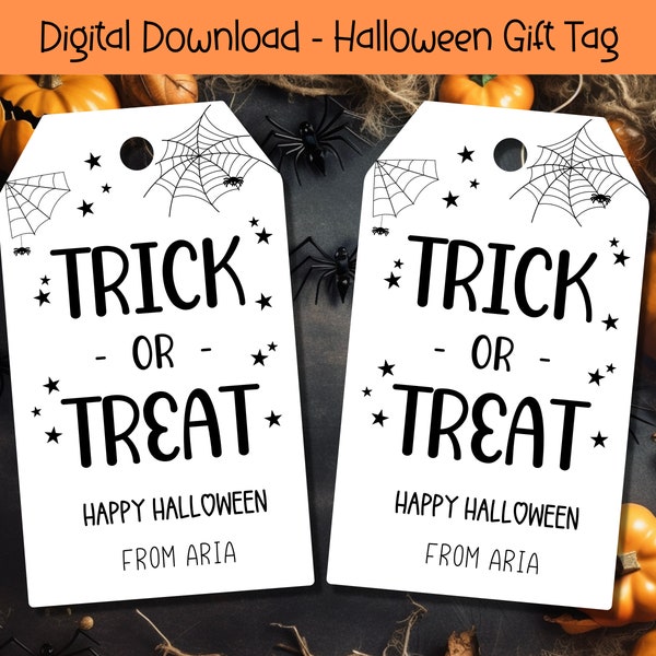 EDITIERBARE Halloween-Geschenkanhänger, Halloween-Favor-Tag, Süßes oder Saures Favor Tag, Halloween-Treat-Tags, Trick-or-Treat-Beutelanhänger, Halloween-Party