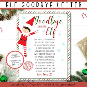 EDITABLE Elf Goodbye Letter, Elf Departure Letter, Elf Farewell Letter, Goodbye Elf Letter, Elf Printable, Goodbye From Your Elf leaving